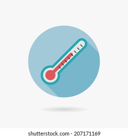 Flat thermometer style Icon with long shadows