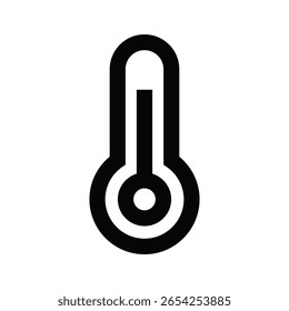 Flat Thermometer Symbol in Black Silhouette