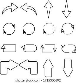 Flat and thin line arrow icons set, vector illustration