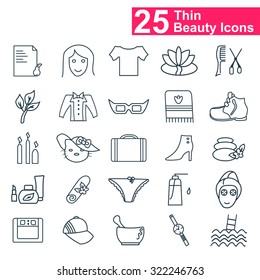 Flat thin line beauty icons