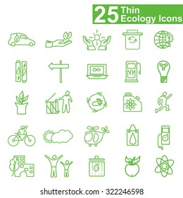 Flat thin line ecology icons