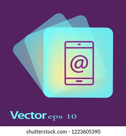 flat thin line icon smartphone with email sign