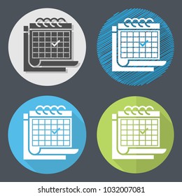 flat and thin line icons for calendar,vector illustrations