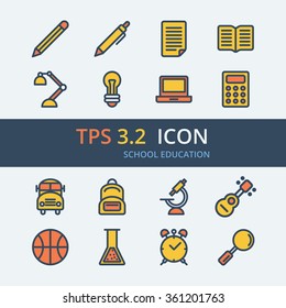 Flat thin line icons for Education school.Vector EPS10