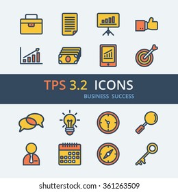 Flat thin line icons for  Success business office icons.Vector EPS10 