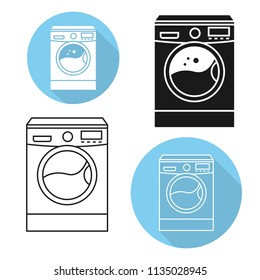 flat and thin line icons for washing machine,vector illustrations