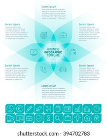 Flat thin line infographic. Business concept illustration template. Financial vector elements and icons for diagram, graph, chart and presentation.
