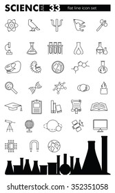 Flat Thine Line Icons For Science Icon Set Vector Illustration