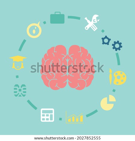Flat thinking concept Premium. Illustration brain thinking