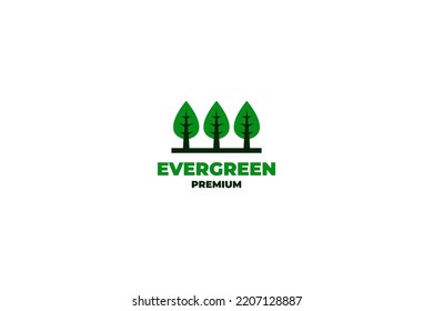 Diseño del logotipo de la naturaleza de tres árboles planos ilustración de vector