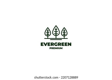 Flat three trees nature logo design vector illustration idea