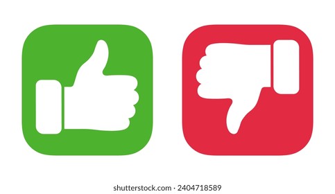 Flat Thumb Up and Thumb Down isolated Hands in Super Ellipse vector illustration