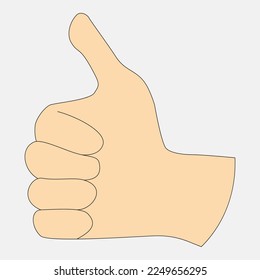 Flat thumb up icon. Thumb up gesture as symbol of approval. Close-up of isolated human hand. Vector image design template element. Good luck sign. All is well or everything is going according to plan.