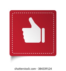 Flat Thumb Up icon on red sticker