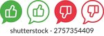 Flat thumbs up and thumbs down vector icons.