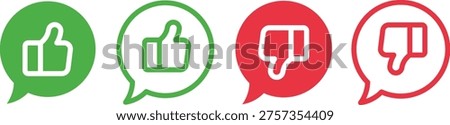 Flat thumbs up and thumbs down vector icons.