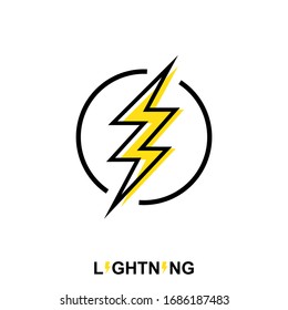 Flat thunderbolt element,lightning icon,Hand drawn,Vector and Illustration.