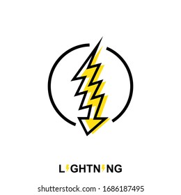 Flat thunderbolt element,lightning icon,Hand drawn,Vector and Illustration.
