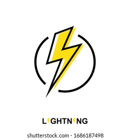 Flat Thunderbolt Element,lightning Icon,Hand Drawn,Vector And Illustration.