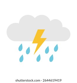 Plana Thunderstorm Ícone de tempo no fundo branco