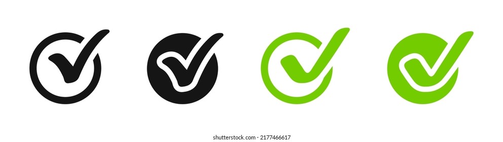Flat tick icons. Checkmark icon set. Checkmarks and ticks collection. 
