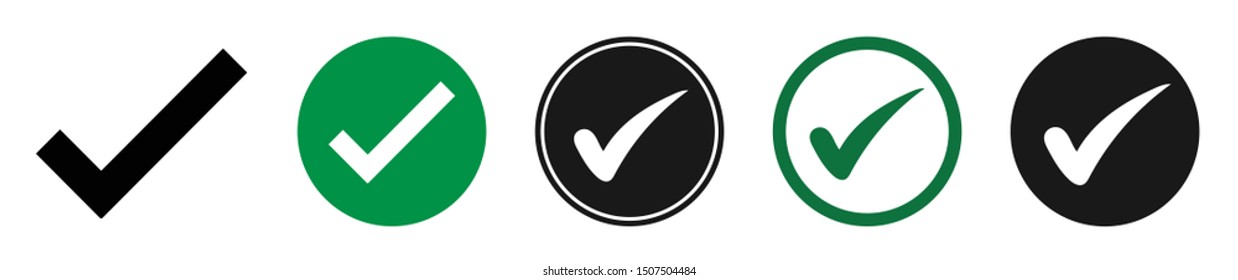 Flat Tick Mark Check Icon Set Tick Mark– Vector