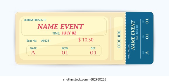 Flat ticket for Cinema, travel, event. Concept with flat ticket icons design, vector illustration