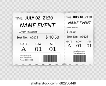 Flat ticket for Cinema, travel, event. Concept with flat ticket icons design, vector illustration