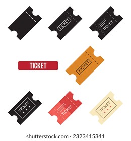 Flat Ticket icon set. symbol vector Illustration.