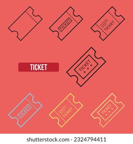 Flat Ticket icon set. symbol vector Illustration.