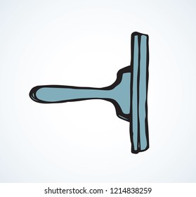 Flat tidy swab wiper on white backdrop. Outline black ink hand drawn worker duster object logo emblem pictogram sketchy in art modern doodle cartoon style pen on paper space for text. Close up view