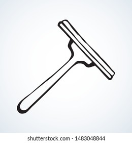 Flat tidy swab wiper on white backdrop. Outline black ink hand drawn worker duster object logo emblem pictogram sketchy in art modern doodle cartoon style pen on paper space for text. Close up view