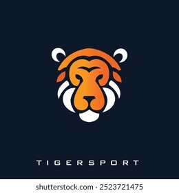 Flat tiger head logo design, elegant design, suitable for sports and corporate brands.