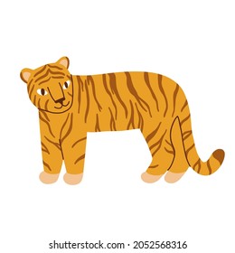 Flat Tiger Stands On Hind Legs Stock Vector (Royalty Free) 2052568316 ...