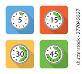 Flat time interval icons with long shadows. Vector illustration