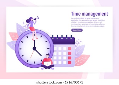 Flat time management for report design. Isometric vector illustration. Time management. Flat vector illustration. Organize agenda.