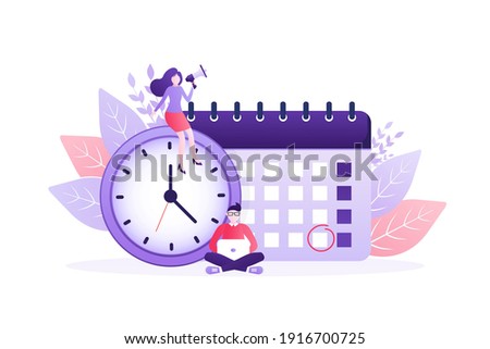 Flat time management for report design. Isometric vector illustration. Time management. Flat vector illustration. Organize agenda.