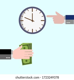 El tiempo fijo es el fondo del concepto de dinero.Ahorro de dinero. Administración de tiempo.Ilustración vectorial. Eps 10.