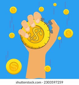 Flat time is money concept. Money saving. Time management