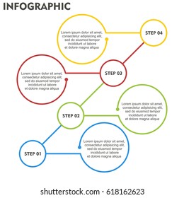  flat timeline infographic elements vector template. Can be used for workflow, business concept with 4 options, parts, steps or processes, number options, diagram, chart, data visualization.