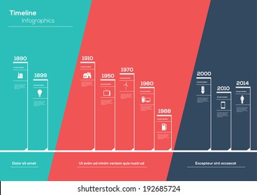 Flat Timeline Infographic. Vector Design Template. 