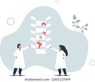 Flat tiny alternative medicine person concept. Spine pain, problems and disorders manual therapy.vector illustration - Shutterstock ID 2365137699