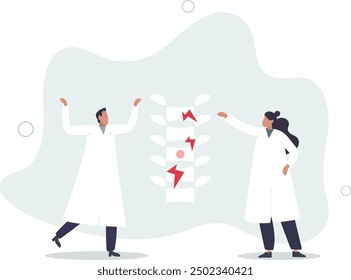 Flat tiny alternative medicine person concept. Spine pain, problems and disorders manual therapy.flat design with people.