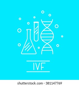 Flat tiny line design icon of Customer Relationship Management topic and e-CRM.Perfect for web, print, infographic or presentation. Illustration of in vitro fertilisation.
