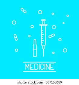 Flat tiny line design icons of Pharmacy .Perfect for web, print, infographic or presentation. Illustration or logotype of medicine.