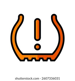 flat tire car driving obstacles color icon vector. flat tire car driving obstacles sign. isolated symbol illustration