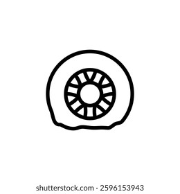 flat tire icon, flat tire, low air pressure, simple flat style, illustration, logo sign symbol pictogram template, for ui or ux isolated on white for mobile app, editable