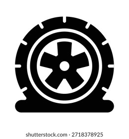 Icono de neumático plano, mostrando un neumático desinflado, listo para usar Vector
