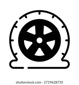 Icono de neumático plano, mostrando un neumático desinflado, listo para usar Vector