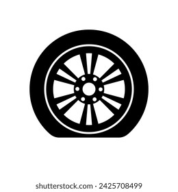 Símbolo de icono de neumático plano o ilustración vectorial de rueda perforada. 